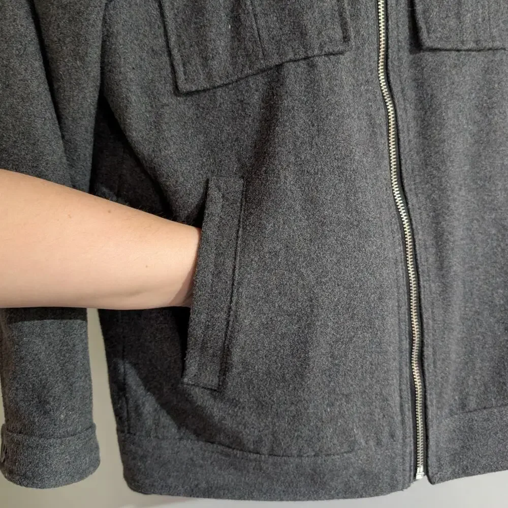 Old Navy Kids L (10-12) Wool Blend Moto Jacket Charcoal Gray